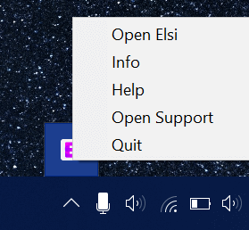 Right-click Elsi tray icon