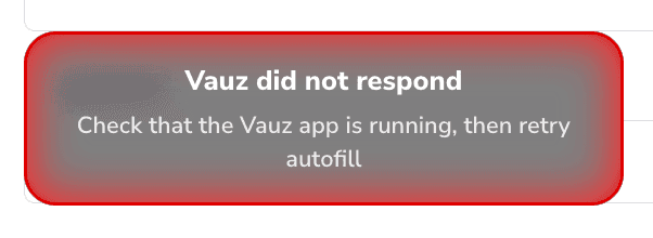 The autofill dropdown explaining that Vauz did not respond