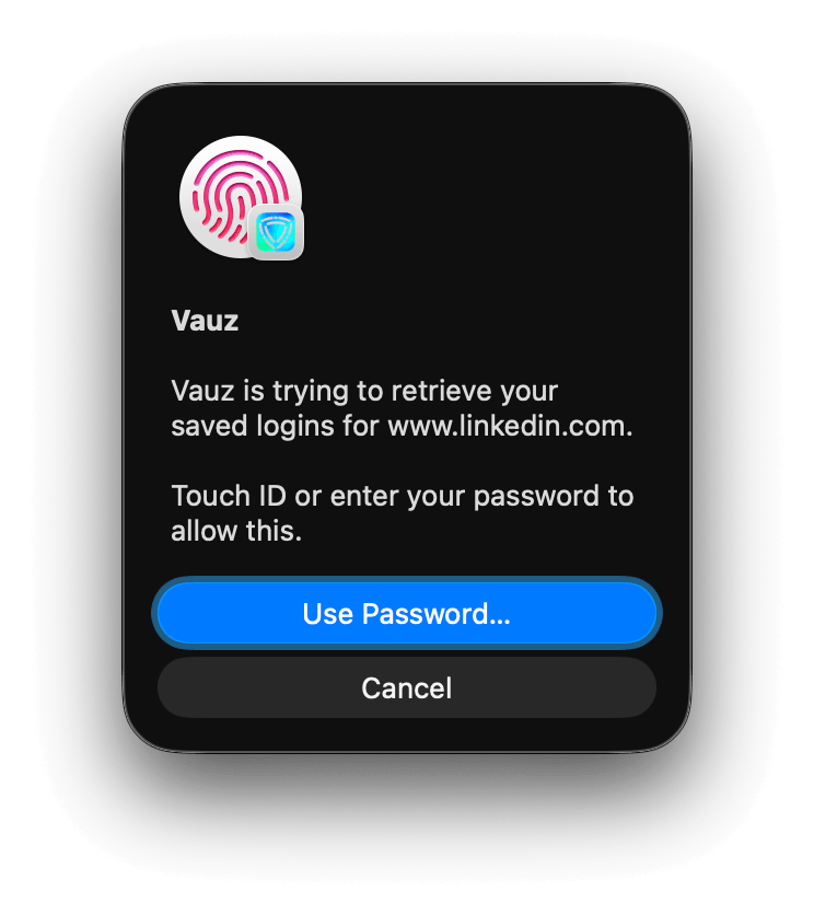 macOS touchID popup confirmation asking for logins release